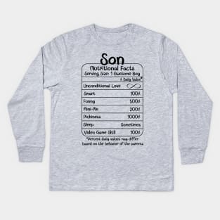 Son Nutritional Facts (for Light Shirts) Kids Long Sleeve T-Shirt